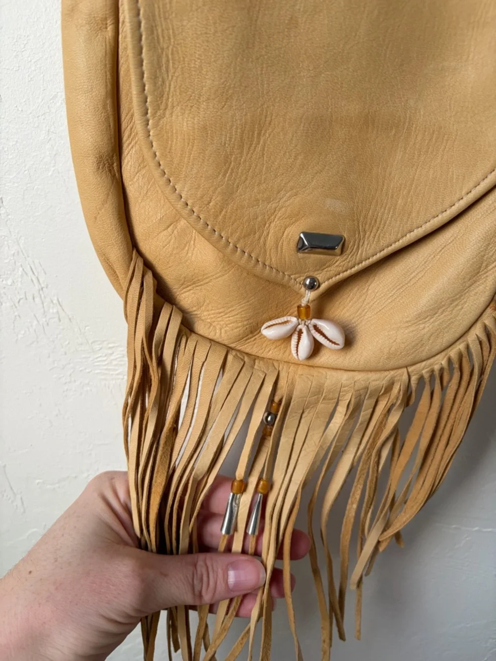 Vintage Elaine Snyder Buckskin Clothier Fringe Crossbody Bag Montana Made